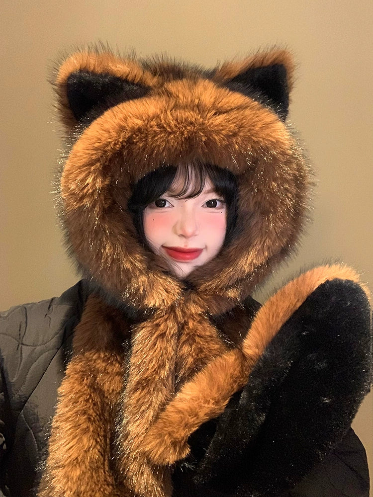 Fox ears, cute hat, scarf in one