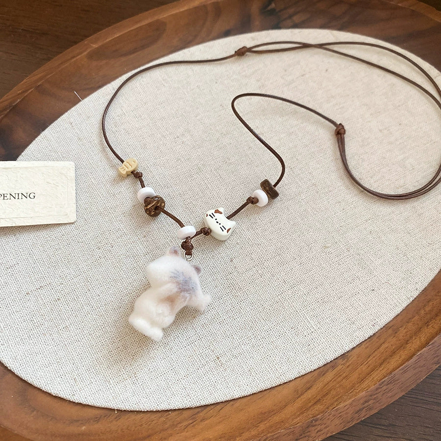 Y2K Mouth Full Kitten Plush Necklace