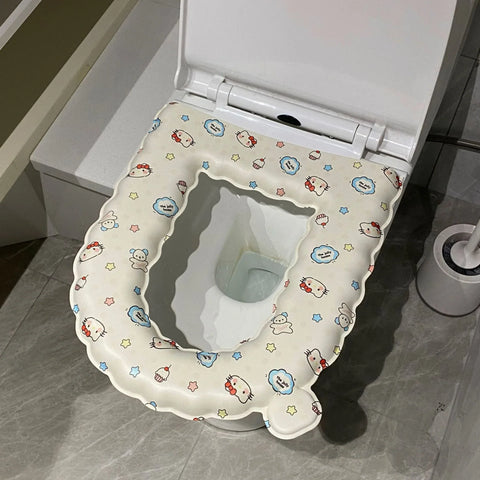 Cartoon cat lace toilet seat cushion