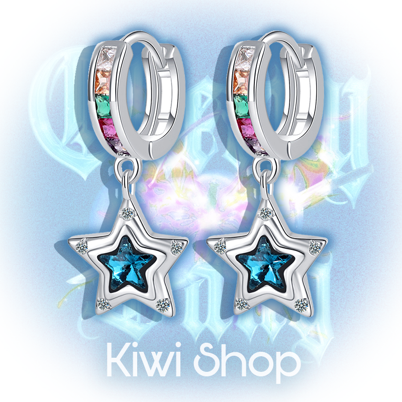 Y2K Blue Wishing Star Earrings