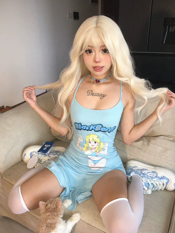 Summer Bikini Angel Girl Blue Dress