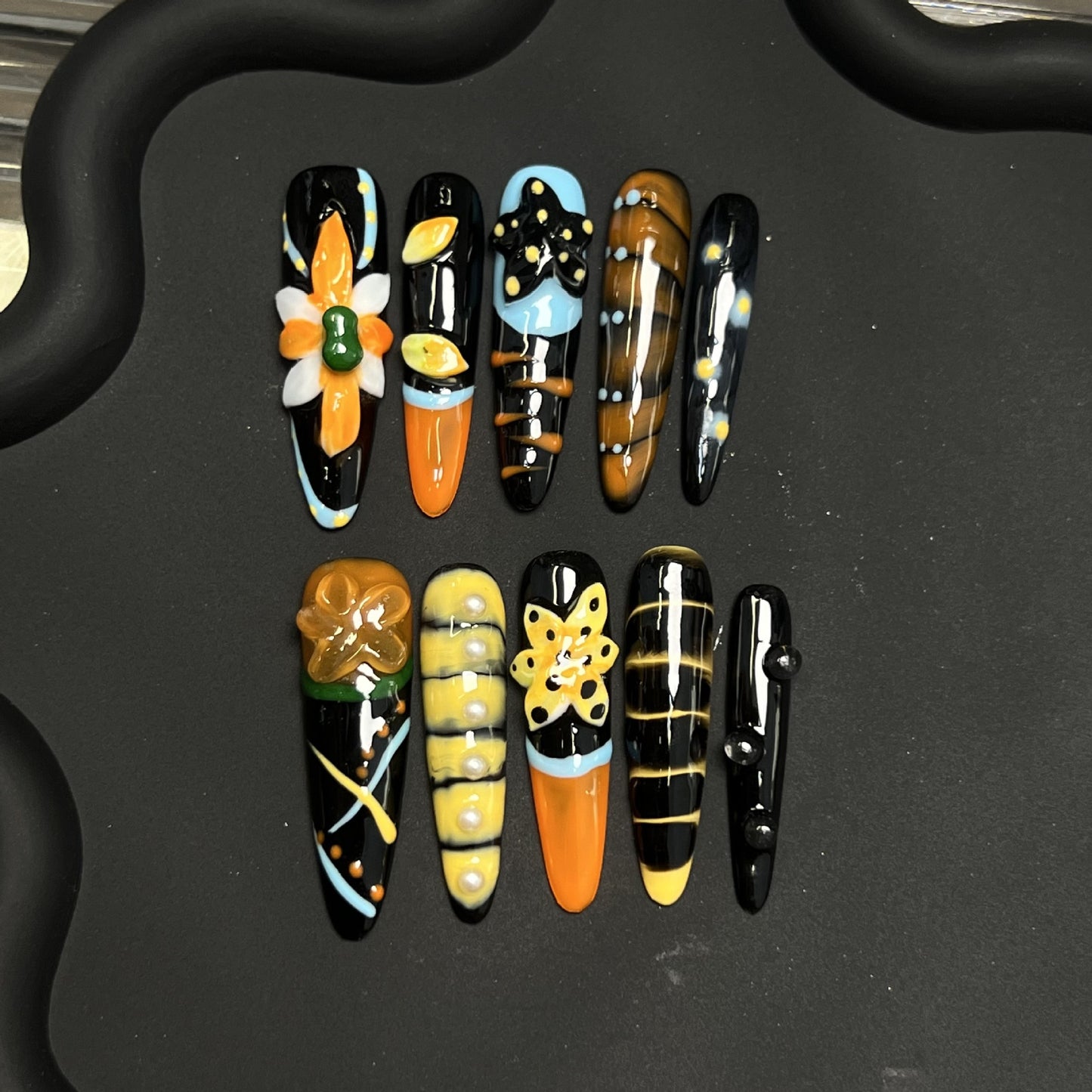 Carved and dyed three-dimensional handmade armor piece