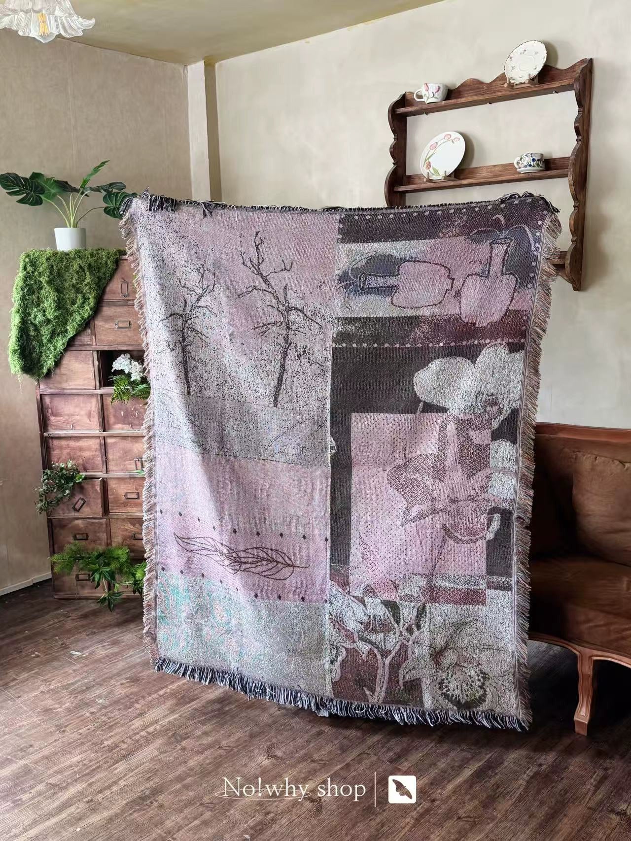 Knitted tapestry vintage elegant floral sofa cover blanket