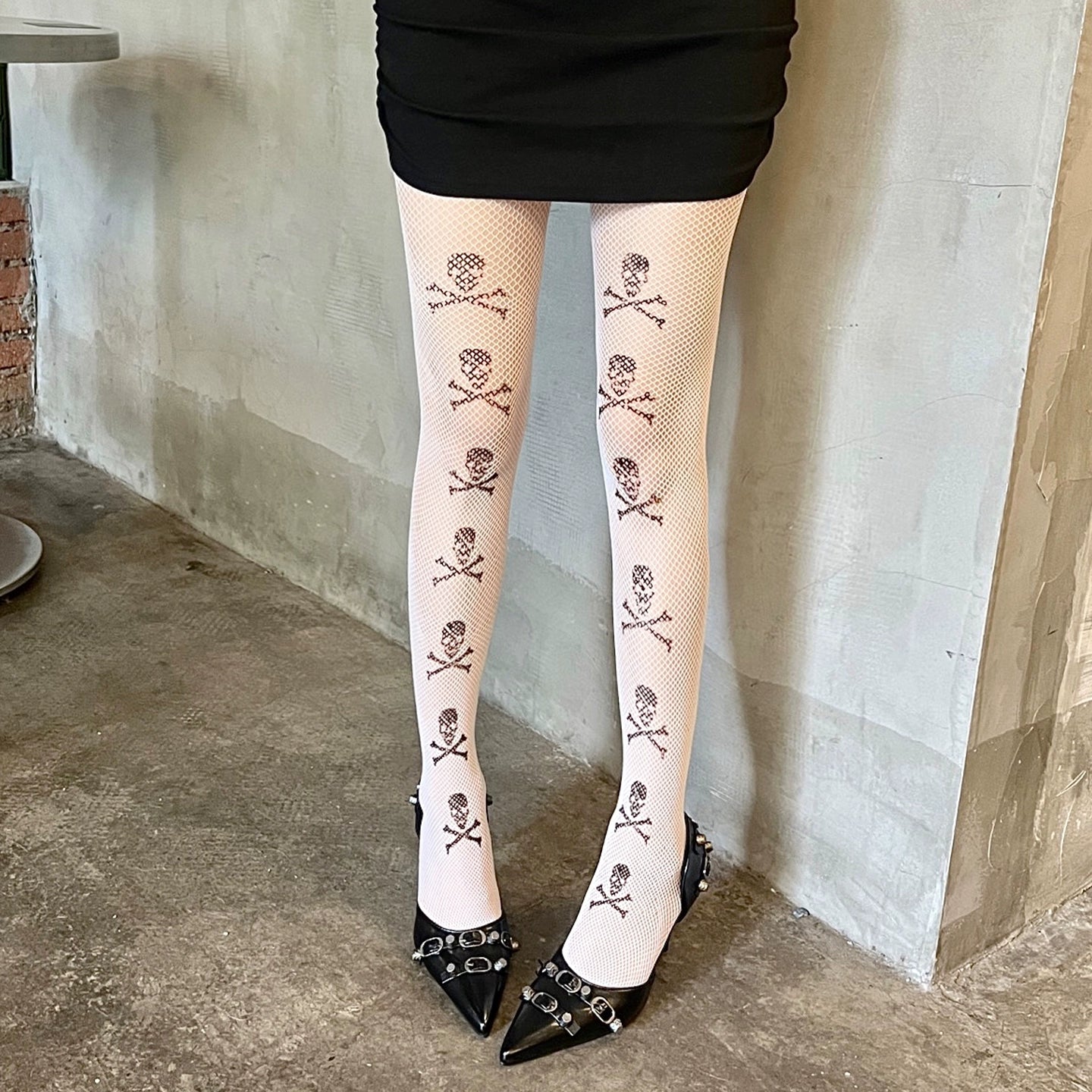 Skeleton print ultra-thin punk pantyhose