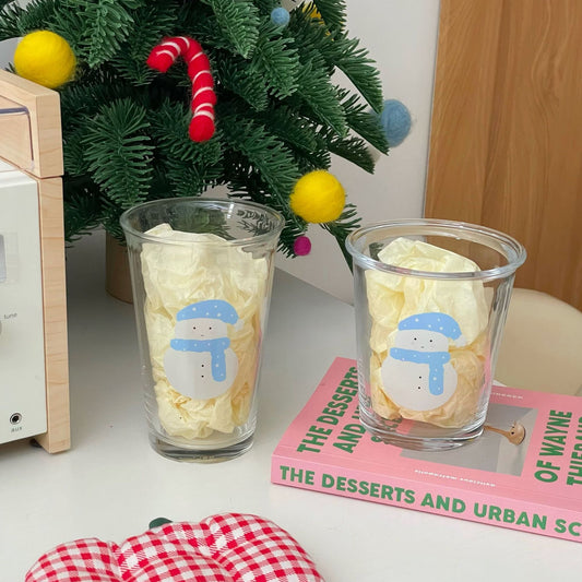 Christmas snowman glass cup