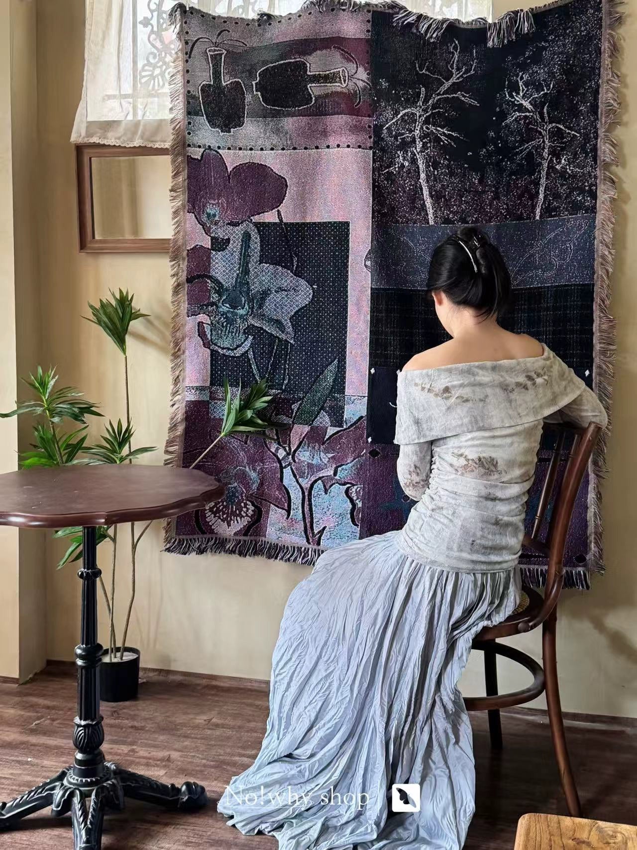 Knitted tapestry elegant floral sofa cover blanket