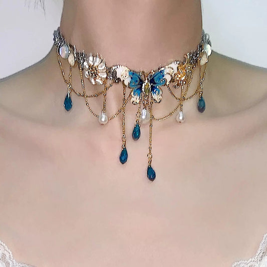 Blue Field "Blue Titanium Steel Necklace