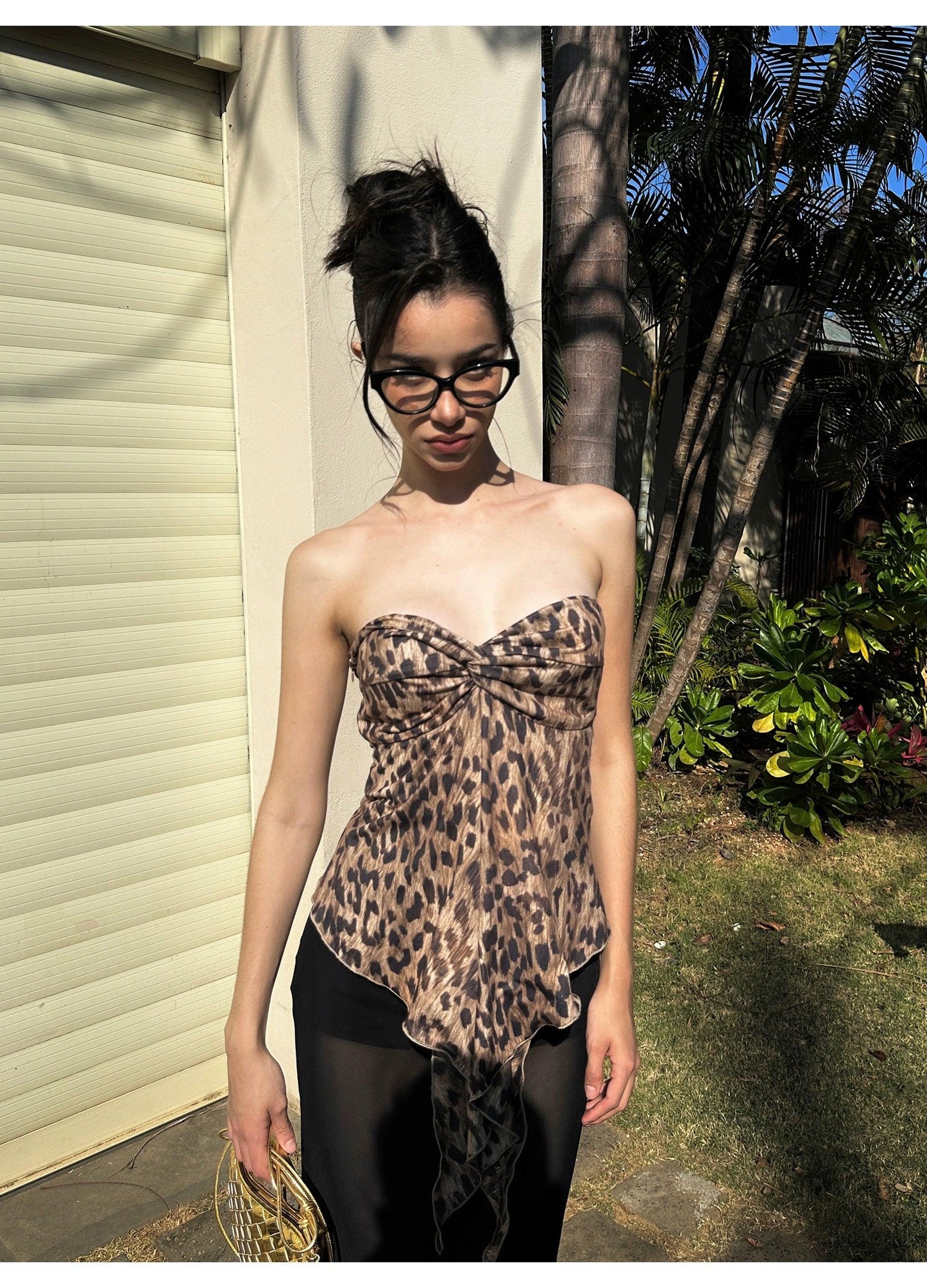 Leopard print tube top