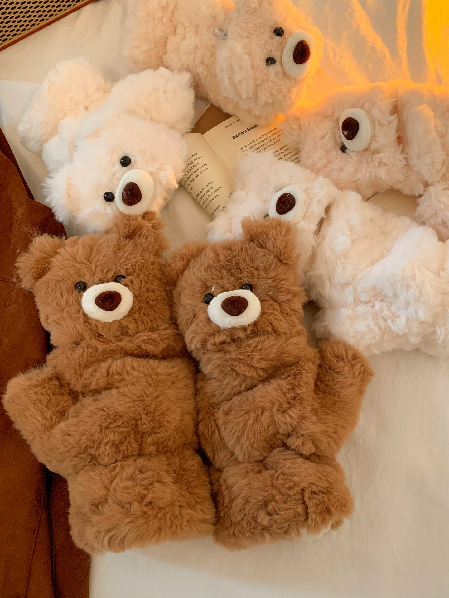 Cute teddy bear flip half finger plush gloves