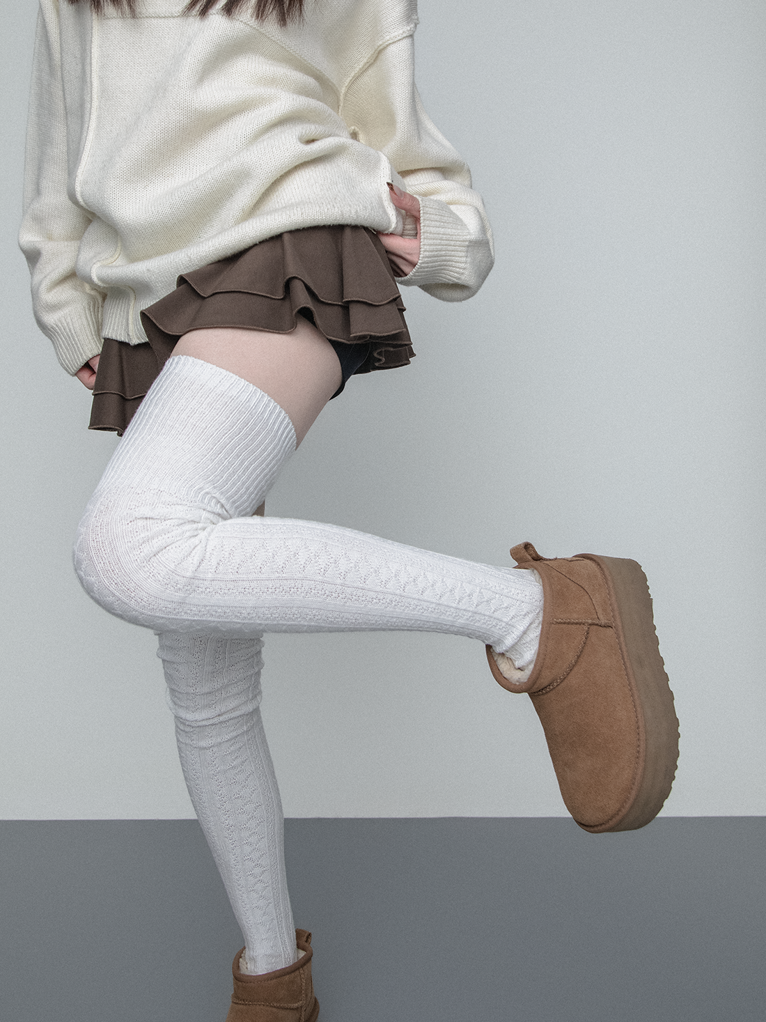 thickened cotton thigh stockings