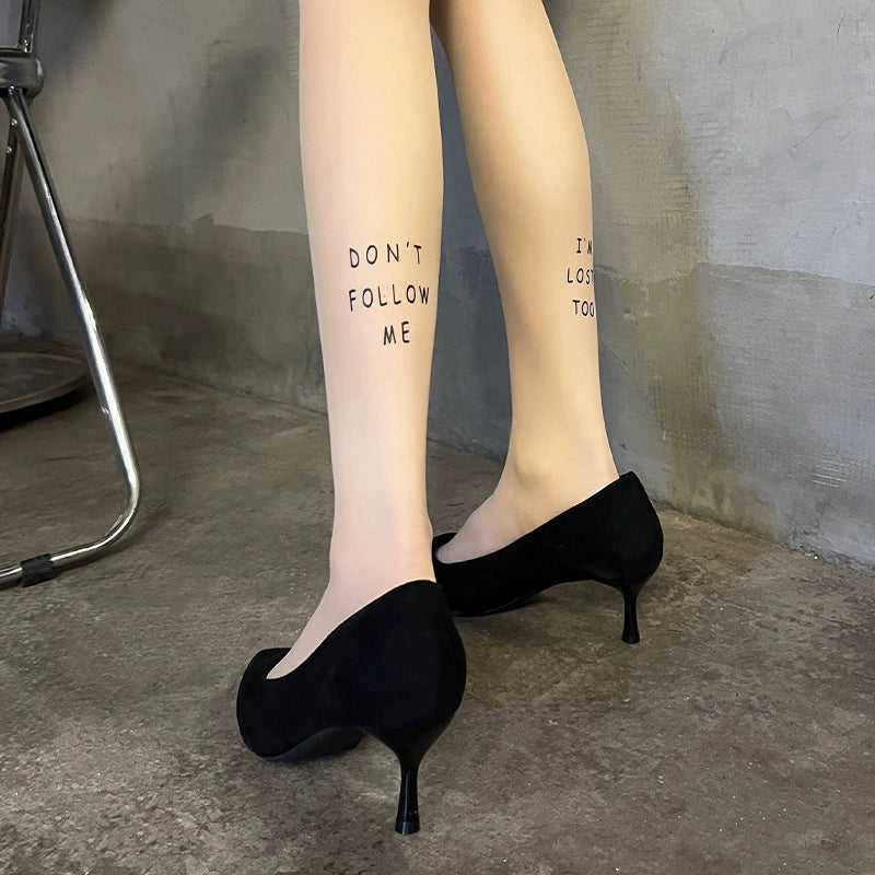 Letter printed pantyhose