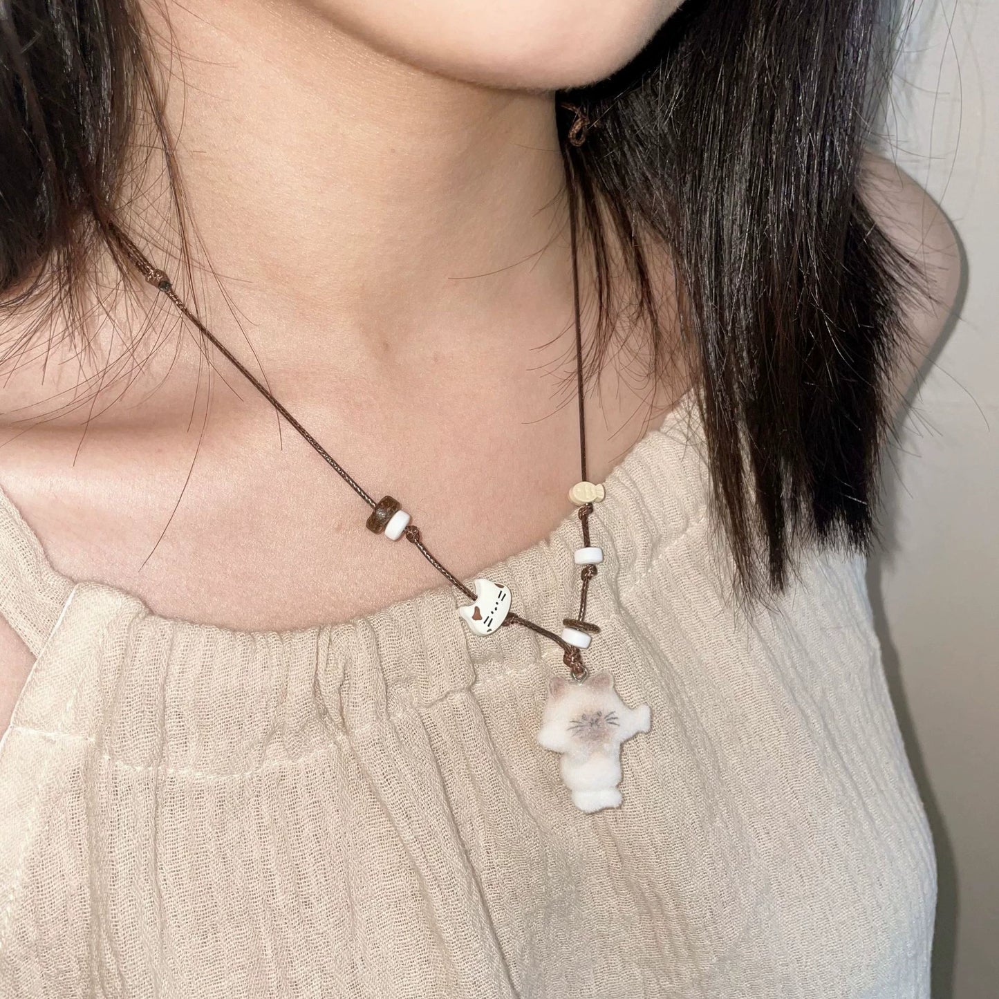 Y2K Mouth Full Kitten Plush Necklace