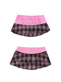 Stitched pink plaid miniskirt