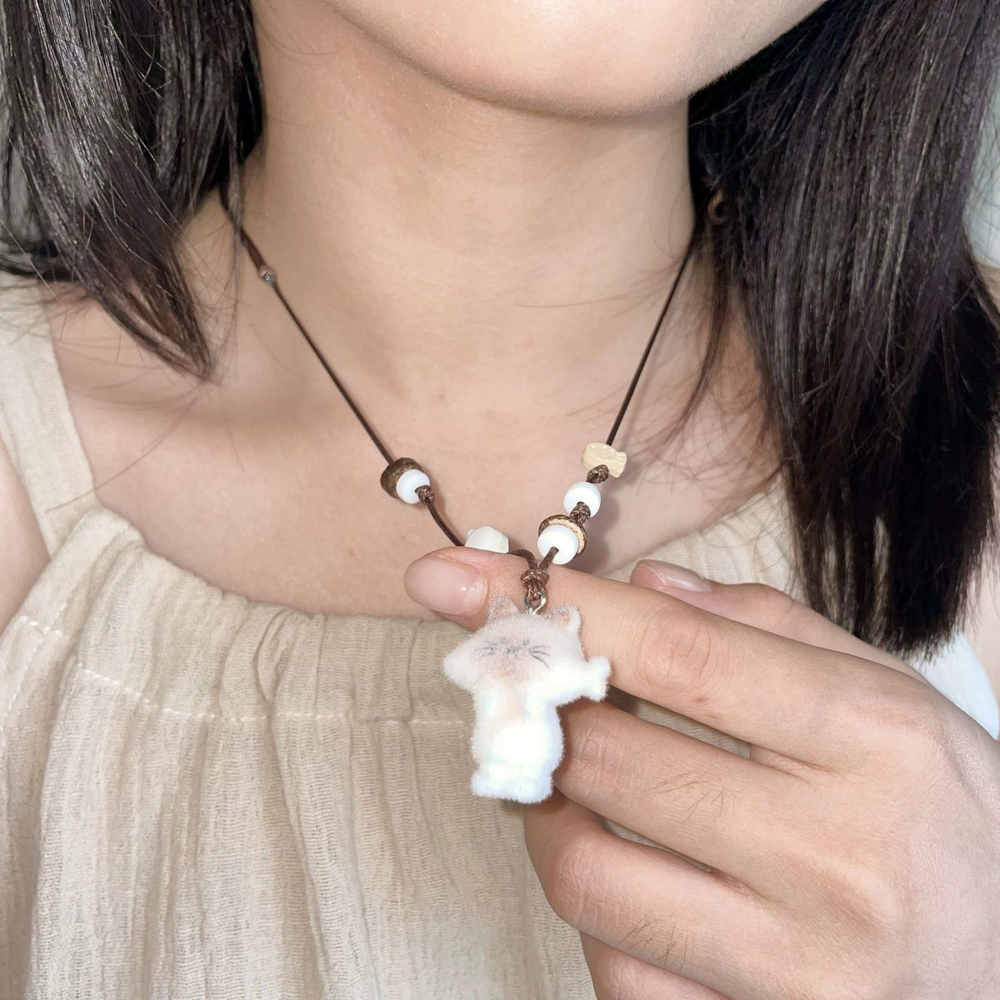 Y2K Mouth Full Kitten Plush Necklace