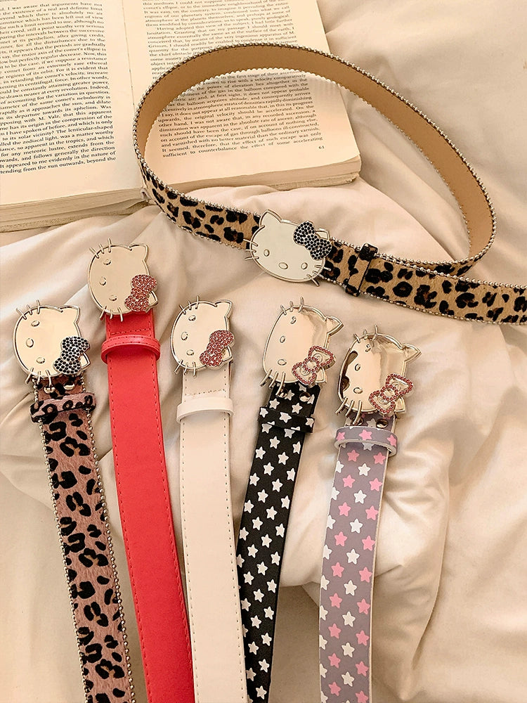Cute Hello Kitty Decorative Leopard Pattern Belt