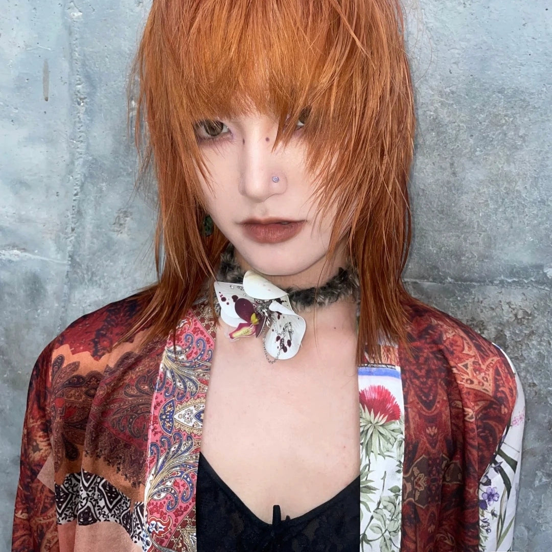 Y2K butterfly orchid plush choker