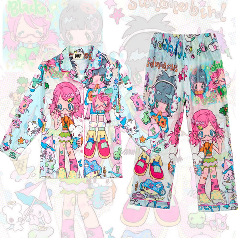 Cartoon Two Girls German Velvet Pajamas