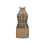 Letter printed woolen dress