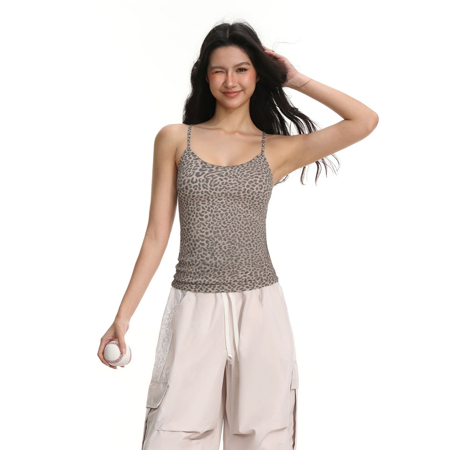 Leopard print sleeveless top