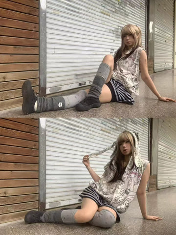 Midnight Grey Bunny Hooded Vest