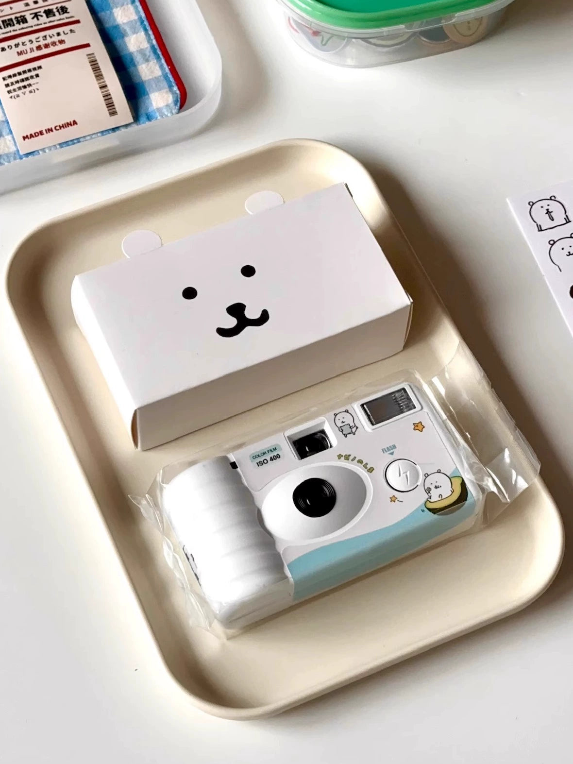 Self deprecating bear disposable film camera roll