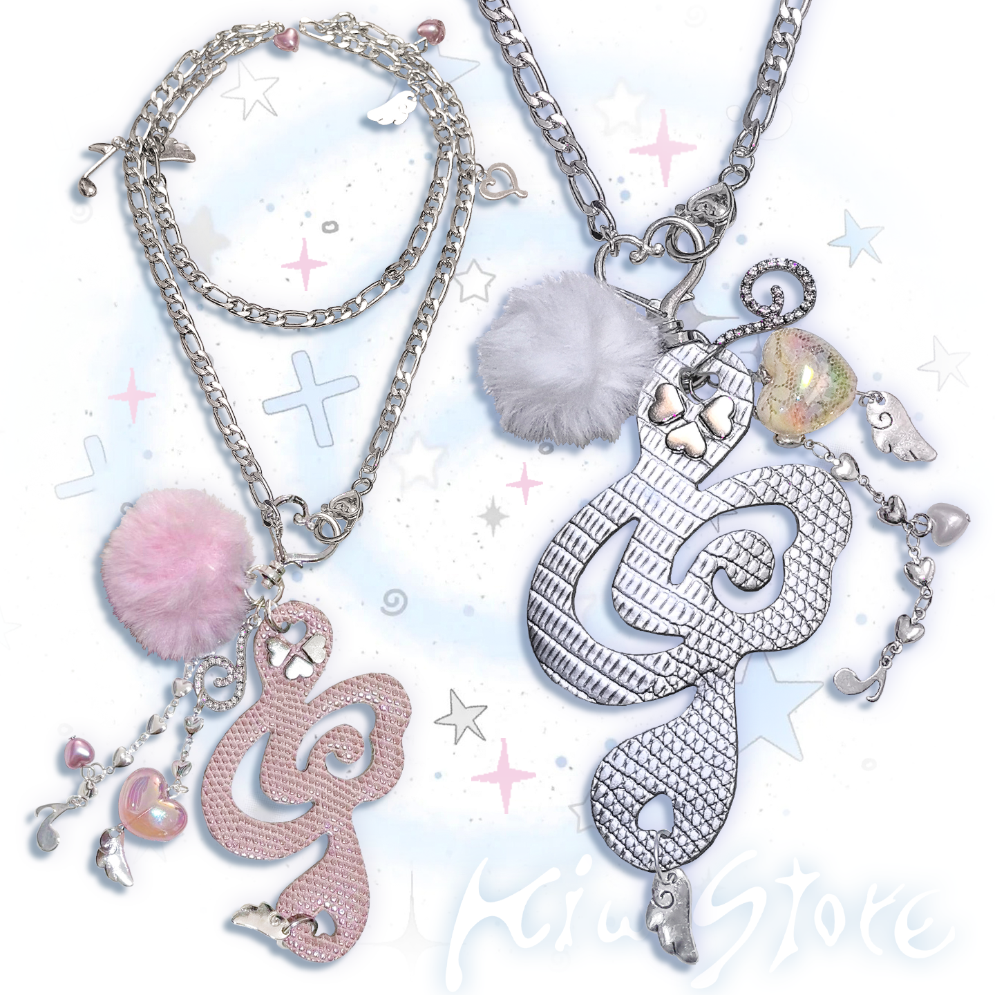 Angel playing musical notes necklace package pendant