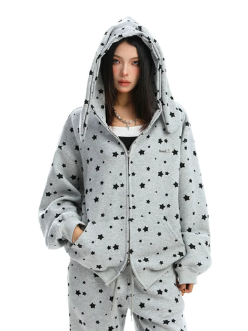 rabbit ears hooded sweatshirt pants two-piece set