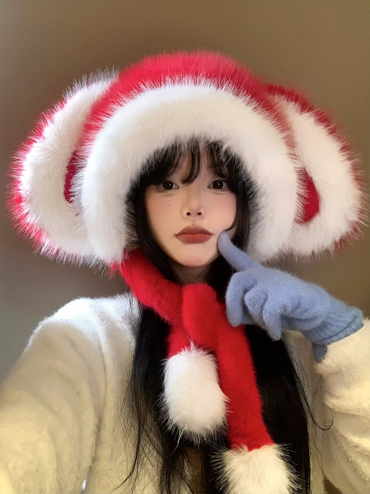 Cute red rabbit ear hat for Christmas