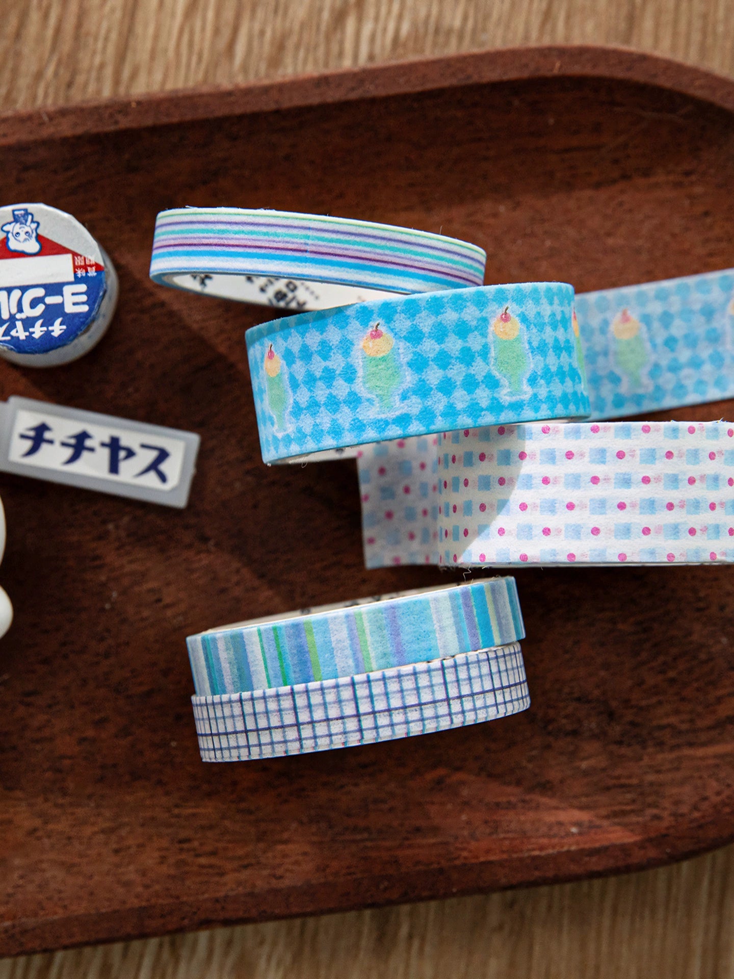 5rolls zipper tape set, ancient memories, colorful checkered patchwork