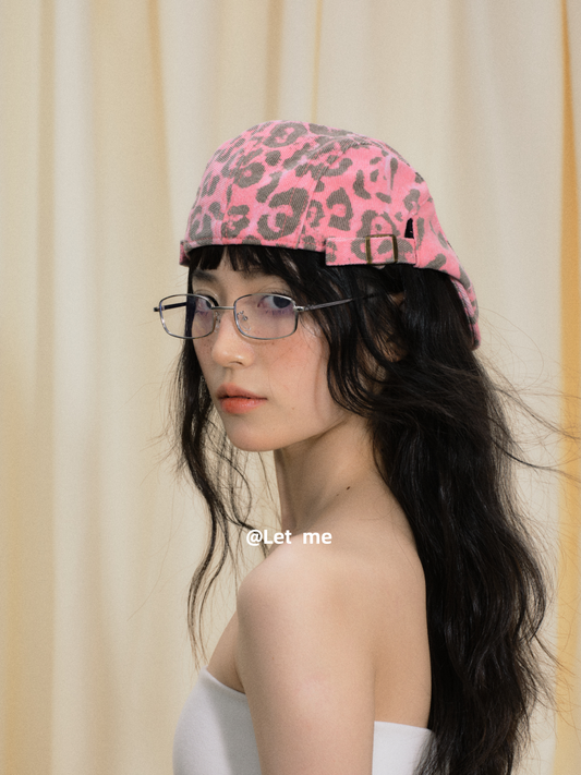 Pink leopard print forward hat