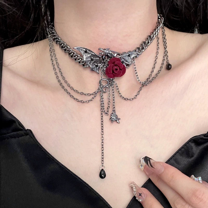 Y2K Heavy Industry Flying Dragon Relief Chocker Necklace