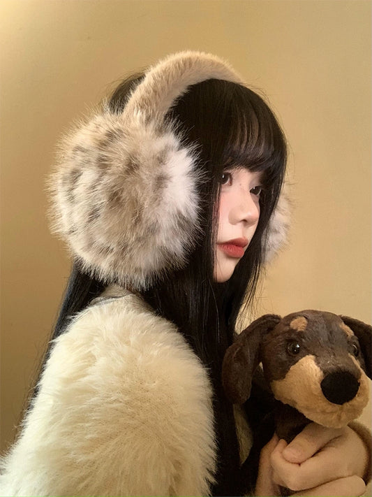 Leopard print plush earmuffs