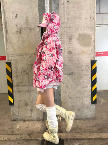 Hello Kitty Pink Camouflage Stand-Up Collar Jacket