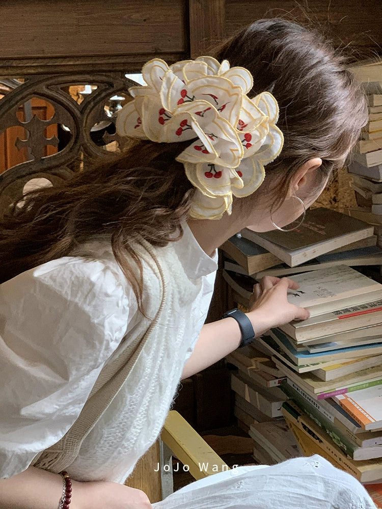 Cherry Baby~Embroidered 3D Scrunchie