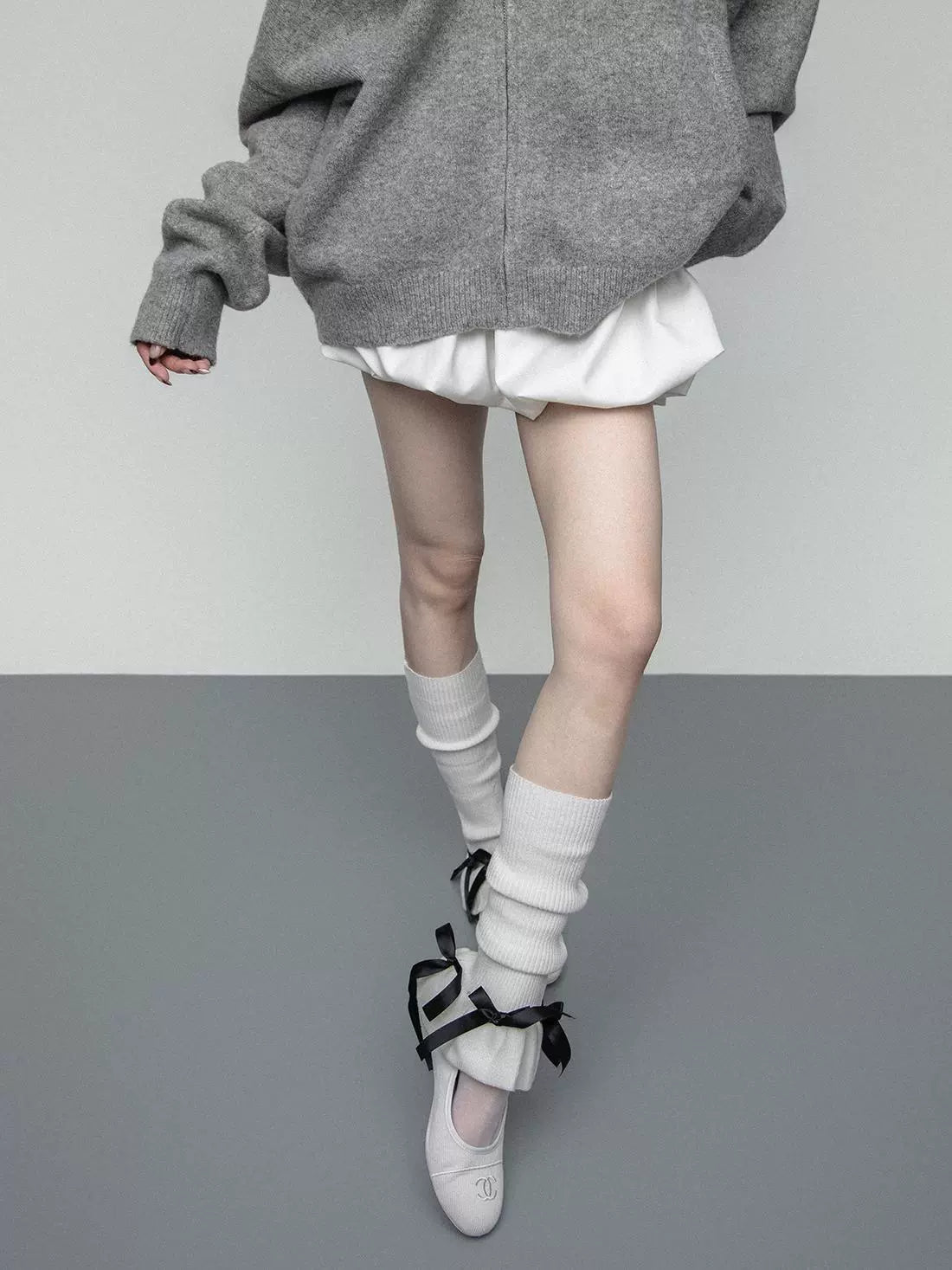 flower bud cute bow horn knitted socks