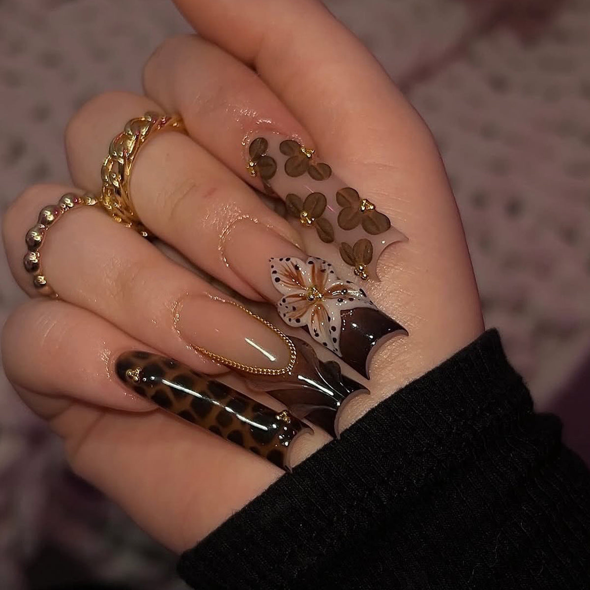 法式豹纹 nail tip