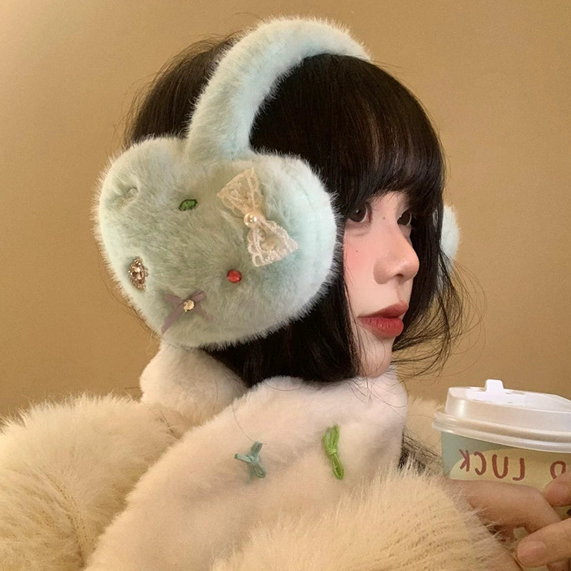 Bow shaped love plush earmuffs