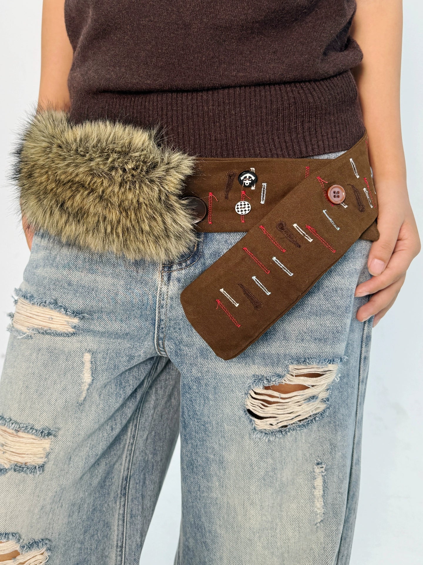 Imitation fur waist belt waist seal belt