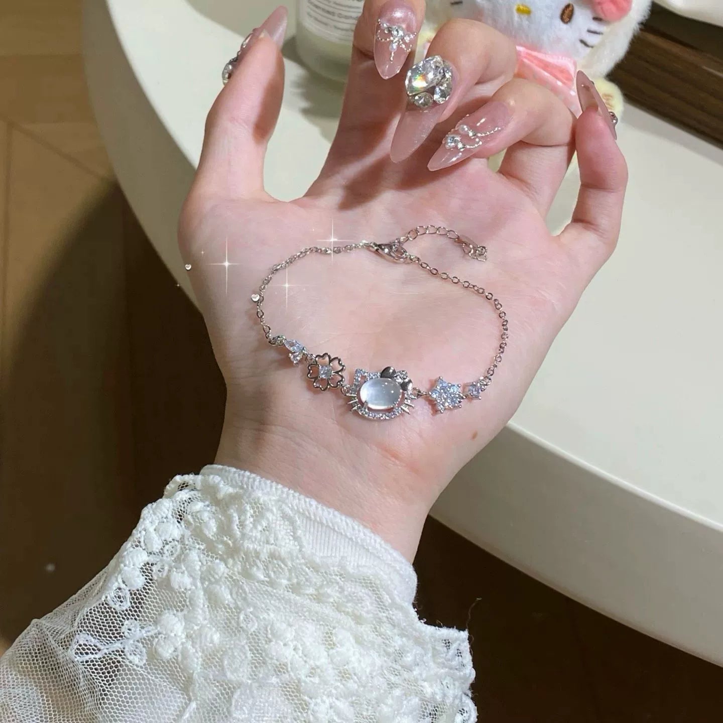 Sakura Pink Diamond KT Bracelet Necklace