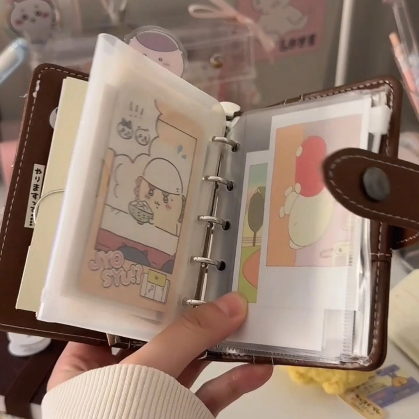 Easy Bear Deep Brown M5 Leather Hand Booklet Loose leaf Notebook Detachable