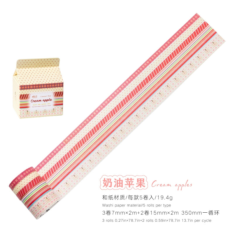 5rolls zipper tape set, ancient memories, colorful checkered patchwork