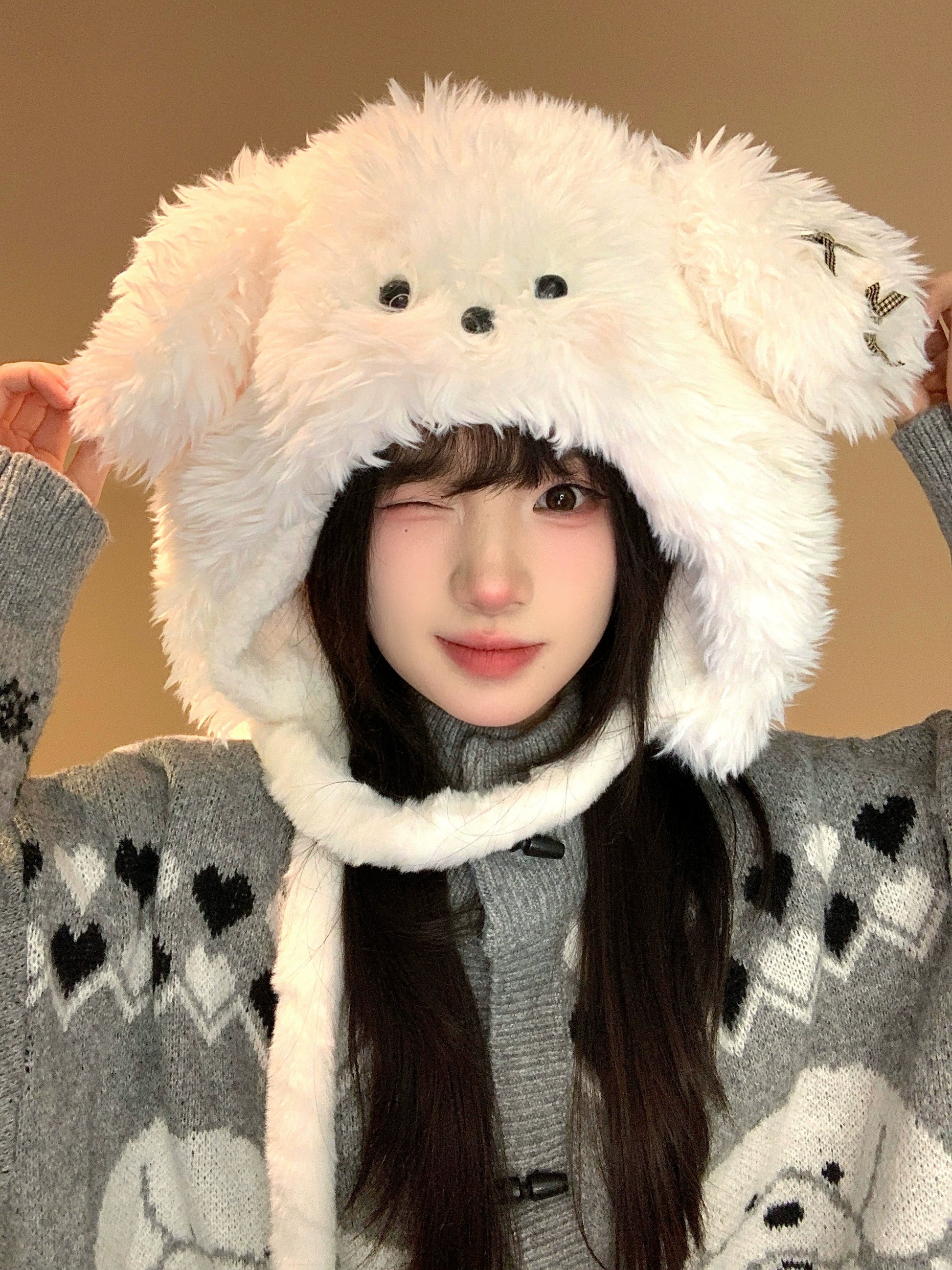 Cute puppy plush hat