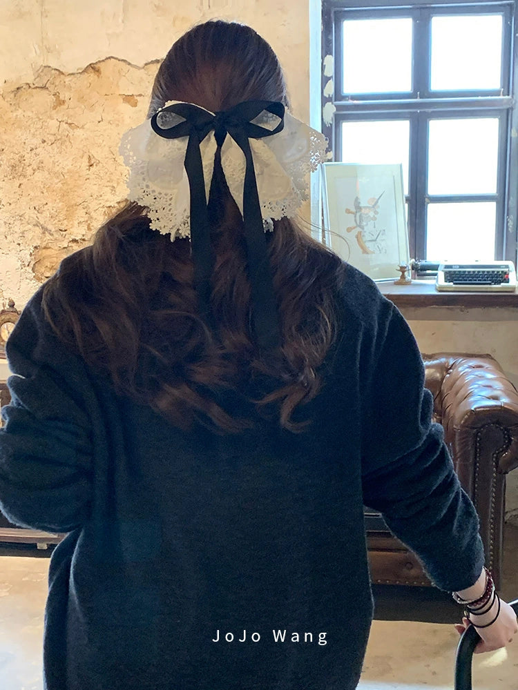 Pure white lace bow hair clip