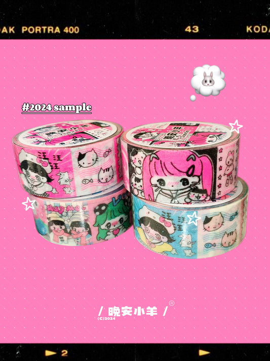 Cute retro little girl with fine glitter tape