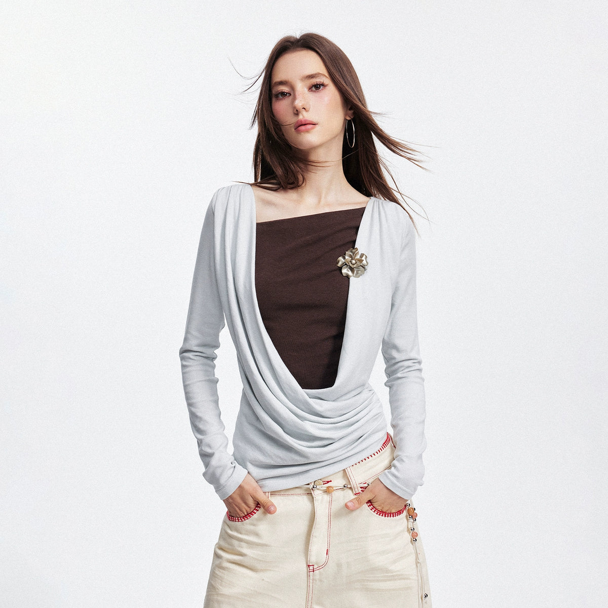 Fake two pieces knitted tee