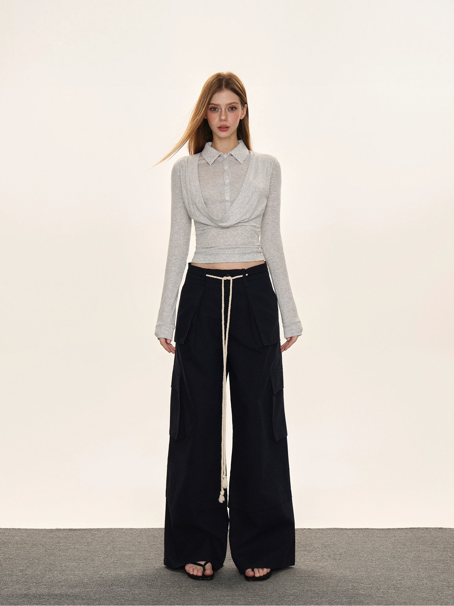 Polo collar button up top