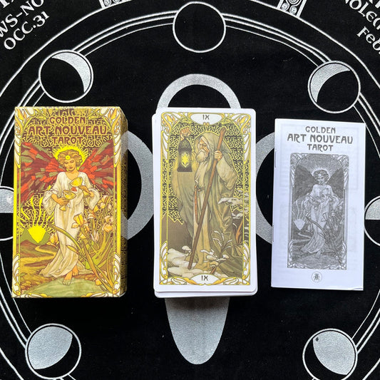 golden art nouveau Tarot card