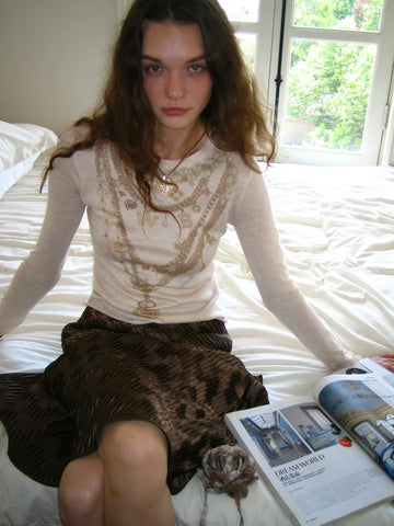 Water Bear Original Design Printed Bronze Necklace Shoulder T-shirt Skin friendly Knitted Top