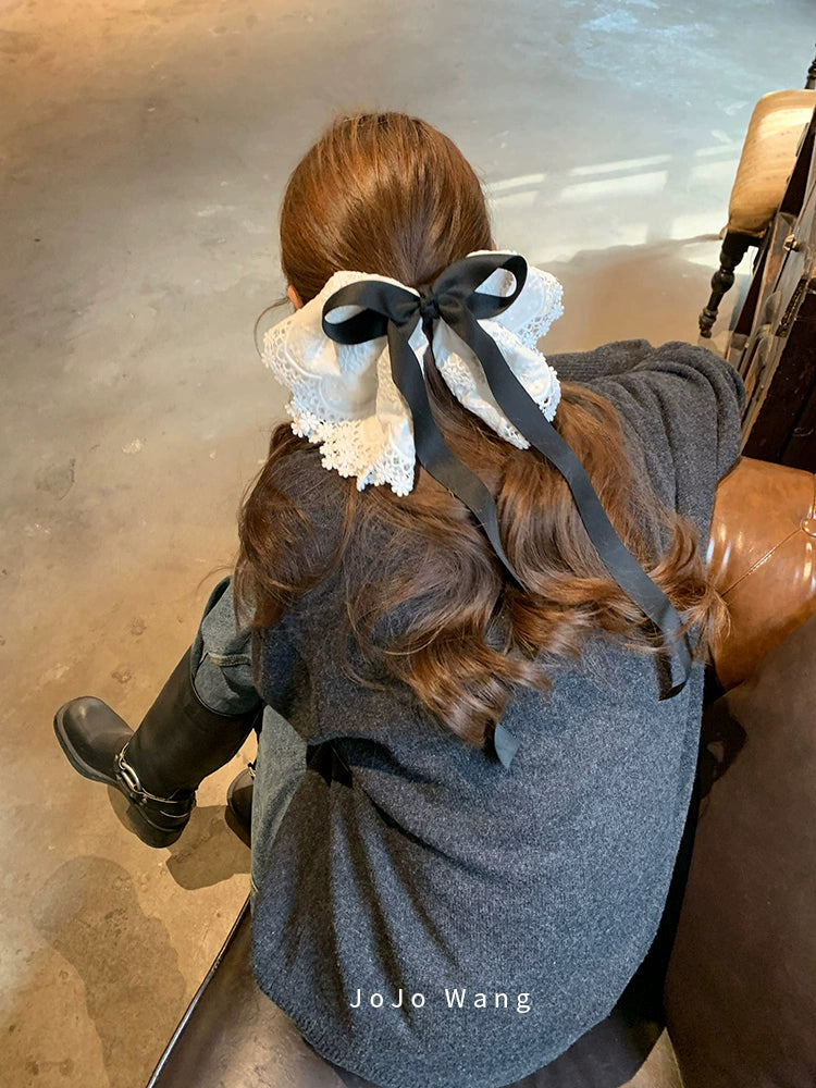 Pure white lace bow hair clip