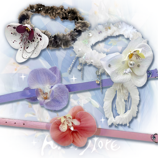 Y2K butterfly orchid plush choker